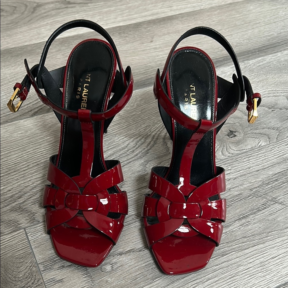 Saint Laurent Red Patent Leather Sandals